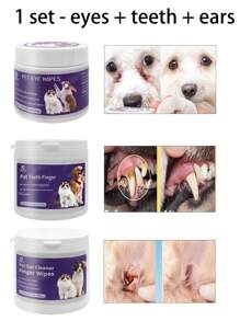 Paquete de 100 toallitas para ojos de mascotas - Elimina suavemente las manchas de lágrimas, residuos, secreción de los ojos de mascotas. Toallitas para ojos, orejas y dientes de perros y gatos. Productos de cuidado y limpieza esenciales para mascotas.