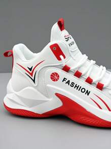 Men's Shock-Absorbing Basketball Shoes, Anti-Slip Sports Shoes For Teenagers - Red - View 4