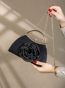 1 pieza Bolso de mano elegante de metal con decoración de flor de rosa, adecuado para reuniones de mujeres, bodas, cenas formales, fiestas de chicas/mujeres, regalo perfecto para mujeres, ideal para fiestas, bodas, bailes de graduación, banquetes, que combina con vestidos de fiesta, vestidos de noche y vestidos de lentejuelas