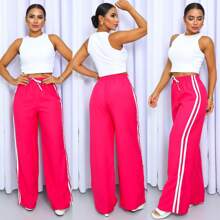 Striped Palazzo Pants - 玫紅色 - 查看 2