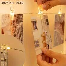 1 pièce 20/50 LED Guirlande lumineuse avec pinces à photo avec 20/50 pinces transparentes, fil de cuivre, alimenté par batterie, parfait pour la maison, la chambre, le salon, le mariage, l'anniversaire, la fête, la décoration de festival
