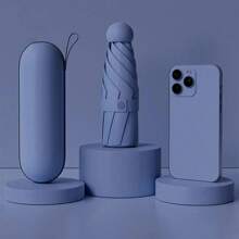 1pc Anti-Sunny And Rainy Days, Portable With Coating And 6 Reinforced Ribs - Navy - View 1