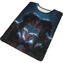 Flame Beauty Graphic T-Shirt For Men Novelty Sexy Girls 3D Printed Short Sleeve Shirt Fashion Tee Tops