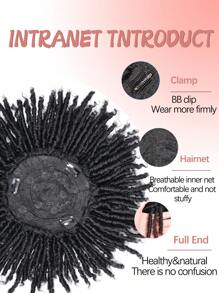 Funkige lockige Zopf Perücke, kurze synthetische Halbperücke mit einfach aufklippbaren Zöpfen, hitzebeständig, ideal für dünnes Haar & Feierlichkeiten, Perücken Accessoires Dreadlocks Haarverlängerungen Musikfestival Toupet Afro Haar für Frauen und Männer Topper Hairpieces