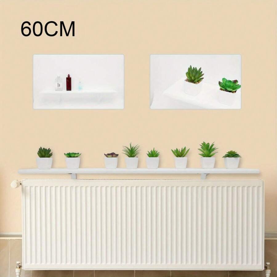 60cm White Radiator Cover Shelves Easy Fit MDF Wood Shelf Including Brackets - Variant1 - View 1