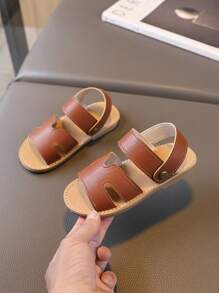 1 双女童凉鞋，儿童软底舒适鞋，适合男孩和女孩 - 棕色 - 查看 2