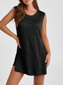 Women's Summer Knitted Sweater Set Sleeveless Top With Shorts 2 Piece Beach Holiday Set