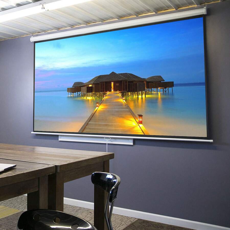 100" Projector Screen Projection Screen Manual Pull Down 16:9HD Screen For Home - 1 - 查看 1