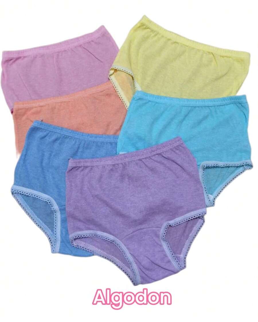 PANTALETA DE ALGODON COLORES LISOS 6 PIEZAS (talla 4 - Multicolor - Ver 1