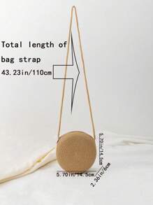 1个迷你草编斜挎包，沙滩单肩包，多功能收纳袋，轻便可爱儿童单肩包 - 彩色 - 查看 7