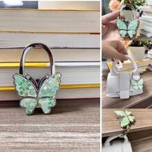 1 pieza Ganchos plegables y colgantes en forma de mariposa brillante, gancho perchero para colgar bolsos en mesas, escritorios, hogar y oficina