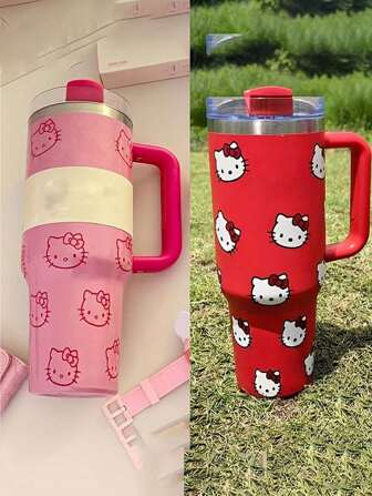Sanrio 1 paquet, Bouteille d'eau isotherme à grande capacité - Tasse en acier inoxydable de 40 oz avec couvercle et paille, idéale pour boire de l'eau en été et en hiver, accessoires de voyage et cadeaux pour la rentrée scolaire