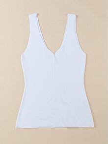 Acelitt Áo tank top dệt kim cổ chữ V không tay màu trơn dành cho nữ, kiểu dáng thường ngày, hở lưng, thích hợp cho kỳ nghỉ hè, màu trắng. - trắng - Xem 7