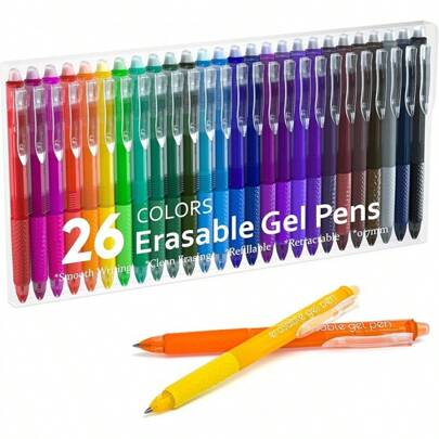 Bolígrafos de gel borrables, 22 colores, bolígrafos retráctiles Lineon borrables, punta fina, hacen que los errores desaparezcan, tintas de colores surtidos para dibujar, escribir, planificar y rompecabezas cruzados