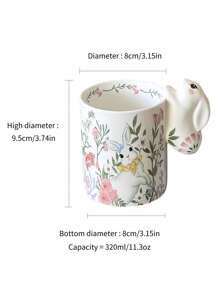 1/2 chiếc cốc sứ hình tai thỏ hoạt hình dễ thương - Cốc nước/cốc cà phê đáng yêu, hoàn hảo cho sử dụng hàng ngày! Vật dụng không thể thiếu cho mùa tựu trường! - trắng - Xem 2