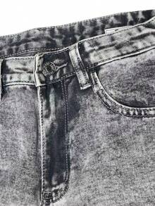 Women's Casual Bow Embroidery Denim Jeans, Spring/Autumn - Grey - View 4