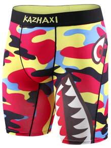 5pcs/Pack Men's Camo Shark Teeth Digital Print Boxer Briefs - Multicolor - View 8