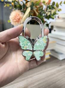 1 pieza Ganchos plegables y colgantes en forma de mariposa brillante, gancho perchero para colgar bolsos en mesas, escritorios, hogar y oficina