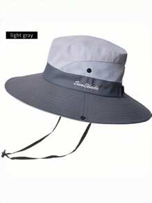 1pc Unisex Fashion Multifunctional Sunshade Bucket Hat With Letter Embroidery, Double-Sided Sun Hat, Suitable For Outdoor Vacation Travel - Multicolor - View 11