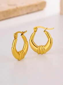 1 par/4 pares de pendientes geométricos asimétricos de acero de titanio con patrón liso, vintage y versátiles de acero inoxidable para mujeres