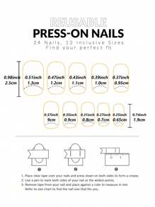 24 片中长方形黑色指甲性感神秘黑色芭蕾风格带闪钻全覆盖亚克力法式假指甲派对必备按压式指甲带果冻胶 1 片摩擦条 1 件美甲用品指甲 - 黑色 - 查看 6