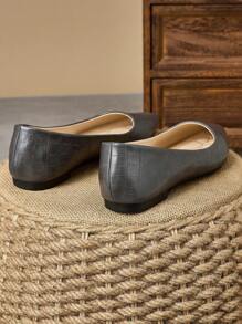 MonaNise Women's Comfy Snake Skin Pattern Pointed Toe Flat Shoes, Versatile In Red, Pink, Yellow, Grey, Burgundy, Olive Green, Navy, Brown For Travel, Vacation, Casual Wear - Grey - View 7