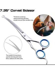 Pet Grooming Scissors Set - Professional Haircutting Trimmer, Thinning Shears, And Short Hair Scissors For Poodle, Golden Retriever, Safe Design For Pet Care - Black - View 4