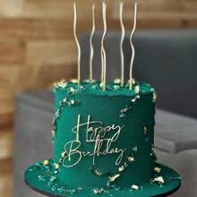 3pcs/5pcs Gold Acrylic Simple Style Happy Birthday Cake Topper For Birthday Party Gift Shower Dessert Cake Decoration