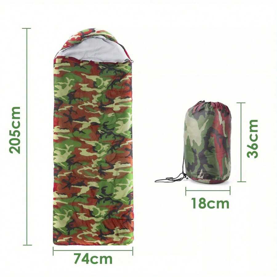 3-4 SEASON SINGLE SLEEPING BAGS CAMPING RECTANGULAR ENVELOPE ZIP UP ADULT - Camouflage - View 1