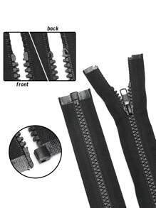 5 件黑色树脂拉链，各种长度（14.57 英寸/17.72 英寸/21.65 英寸/23.62 英寸/29.53 英寸/31.5 英寸），#5 尼龙线圈分离拉链，适用于服装、箱包、家纺等缝纫产品 - 黑色 - 查看 4