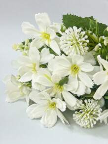 1Pc Artificial White Butterfly Daisies Bouquet,For Spring Decor,Handheld Flower Arrangement Wedding,Home,Living Room,Wedding Scene Scenery Decoration,Vase Decor,Desktop Decor. Easter