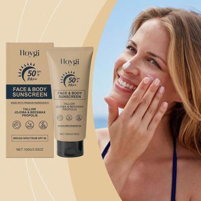 100g Loción bronceadora hidratante, FPS50, Ingredientes: Sebo, Miel, Apto para: Viajes al aire libre, Playa, Protector solar, Resistente al agua, Resistente al sudor, Loción bronceadora no grasosa, Poros transpirables