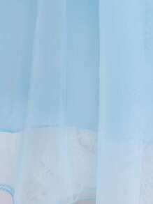 年轻女孩荷叶边泡泡袖优雅欧根纱公主裙，适合角色扮演和派对 - 藍色 - 查看 8