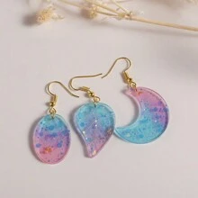 2 Khuôn nhựa silicon hình ngôi sao mặt trăng trái tim có lỗ để làm vòng cổ, khuyên tai, mặt dây chuyền trang sức bằng nhựa Epoxy DIY - trắng - Xem 7