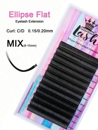 柔软混合哑光扁平睫毛延长分叉尖端单个假仿貂皮睫毛用品椭圆形睫毛混合睫毛簇、睫毛簇、单个睫毛、睫毛、假睫毛