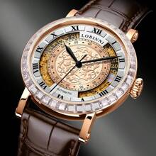 LOBINNI Reloj de lujo LOBINNI 18030 para hombre, de negocios, casual, resistente al agua y mecánico