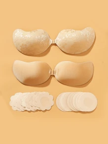 Push-Up Adhesive Bra, Reusable Strapless Front Clasp Invisible Nipple Stickers, Women's Underwear And Underwear Accessories - 4 /2/1 Set - Multicolor - View 10