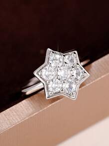 1 pieza Anillo con charm de circonita cúbica para adolescentes, regalo de cumpleaños, joyería para fiesta, decoración diaria