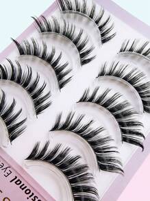 Asiteo 5 Pairs Of Ultra-Flattering Cat Eye Fox Eye False Eyelashes - Imitation Mink, Reusable, Instant Glamour Makeup Set For Multiple Applications