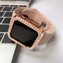 1 pièce - Étui pour montre connectée compatible avec les séries Apple Watch, étui de protection en PC non étanche compatible avec les modèles Ultra/SE/9/8/7/6/5/4/3/2/1, couvercles ajourés étincelants à l'arrière mode