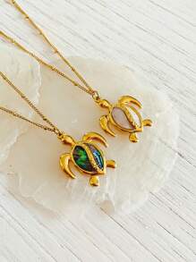 Juego único de joyería marina de acero inoxidable chapado en oro para manualidades, incluye colgante de raya manta, estrella de mar, tortuga, concha (abulón o nácar) - Adecuado para pendientes, collares, pulseras, tobillleras - Vida marina - Ver 6