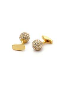 男士袖扣，高端奢华水钻金色/银色球形衬衫袖扣，2 种颜色可选