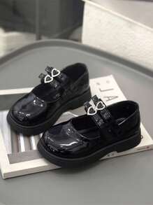 Fashionable Hook And Loop Double Heart Girls Princess Shoes, Lightweight & Versatile