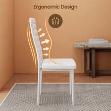 Chaise de salle à manger pour 2 personnes, chaise de dîner, chaise en PU pour différentes tables à la maison, cuisine, salon - Blanc - Voir 5
