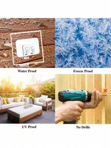 50pcs Outdoor String Light Hooks With Adhesive Strips - Waterproof, UV-Resistant, Non-Damaging, Tool-Free Installation, Suitable For Christmas, Patio, Garden, Balcony Decoration,Bathroom Shelf,Hangers Hooks Hanger,Wall Pictures,White Hook,Black,Sticky Wall Hooks,Purse Hanger Wall,Wall Hangings,Picture Frame Hooks