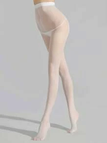 1 件女式 10D 加大码紧身裤尼龙丝袜连裤袜 - 经典设计，适合体重 165 磅或以下的女性