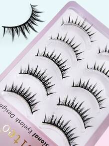 Asiteo 5 Pairs Manga Lashes Faux Mink Eyelashes, Natural & Thick, Lash Extension, Essential Makeup Tool For Travel - 黑色 - 查看 2