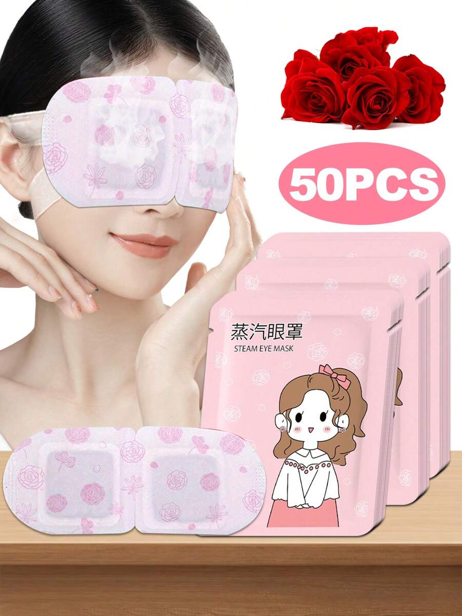 1/10/20/30/50PCS Pink Rose Steam Hot Compress Eye Mask, Moisturizes The Eyes, Relieves Fatigue, Relaxes The Body And Mind, Suitable For Long-Term Use Of Electronic Products Such As Computers And Mobile Phones, Students With High Study And Work Pressure, Office Workers, Business Travelers, Tourists, And People Who Stay Up Late