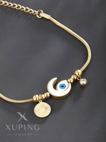 XUPING JEWELRY 1 szt. Modna, wszechstronna, luksusowa, wysokiej jakości bransoletka z 14-karatowego złota ze stali nierdzewnej z kości węża, odpowiednia do codziennego noszenia przez kobiety, na randki, prezenty - Żółte złoto - Zobacz 4