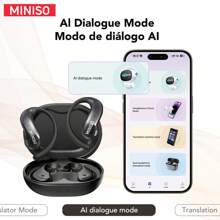 MINISO MS188 AI 语言翻译入耳式耳机支持 150 种语言，智能高清触摸屏实时耳机翻译器，高清音质，超长电池寿命，适合旅行、商务和学习，适用于 Apple 手机、iPad、笔记本电脑，适用于 IOS、Android 用户，适合家人、朋友、孩子、生日、春天、男朋友、女朋友、节日、复活节 2035 时尚无线耳塞带 LED 显示屏 - 触摸控制，入耳式耳机，无线耳塞运动音乐游戏 - 黑色 MS188 AI - 查看 3